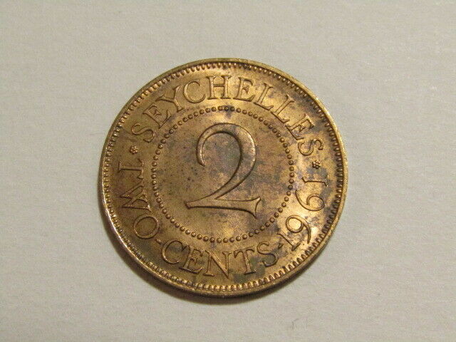 Seychelles 1961 2 Cents Unc Bronze Coin