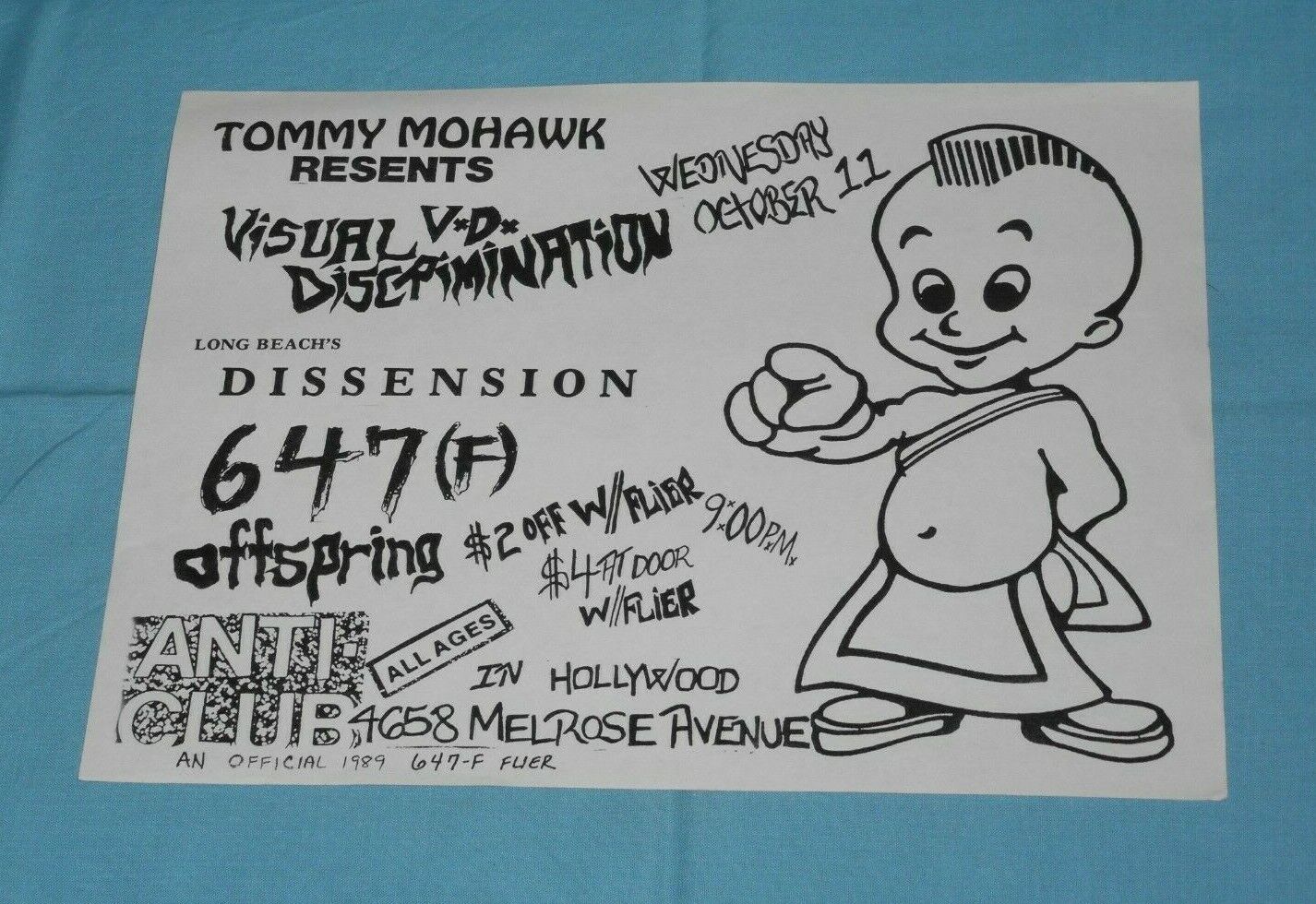 Vintage Original Punk Flyer Offspring Dissension 647(f) Visual Discrimination