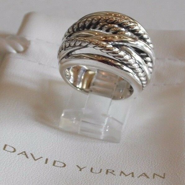 David Yurman Wide Crossover Sterling Silver Cable Band Ring Size 7 W/ Pouch