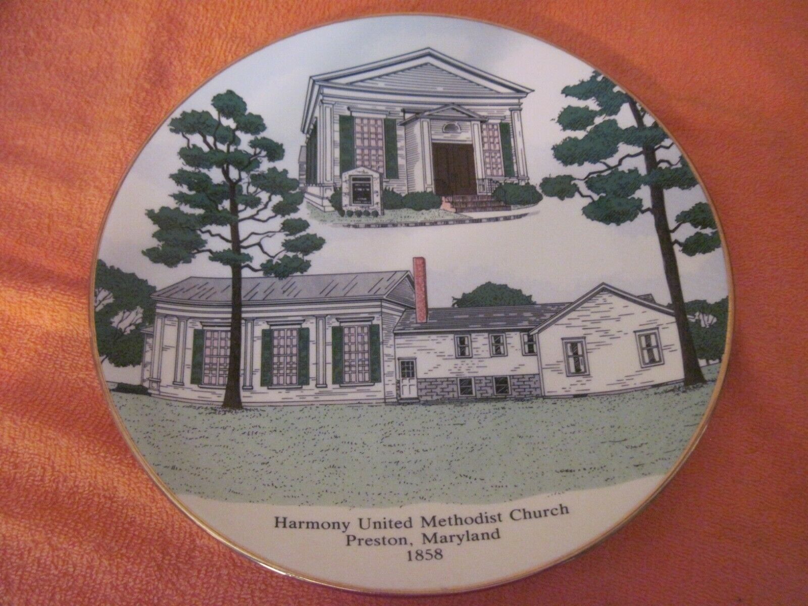 Harmony United Methodist Church In Preston, Maryland 10" Porcelain Plate,madeusa
