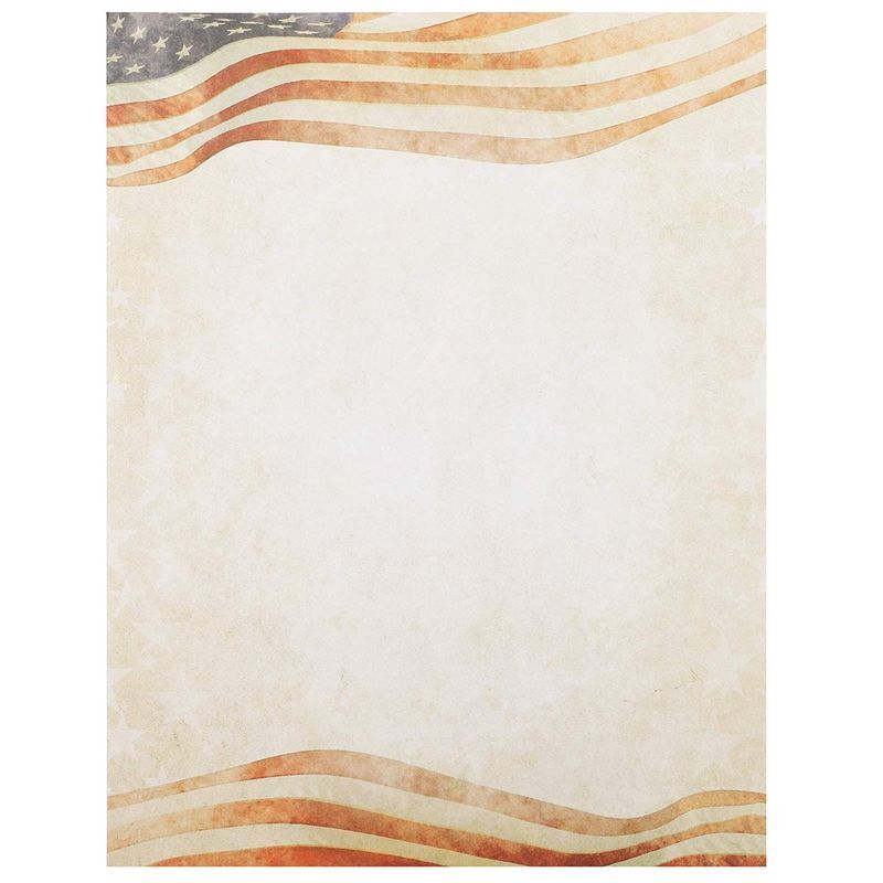 96 Sheets 4th Of July American Flag Patriotic Stationery Paper, 8.5 X 11 Inch