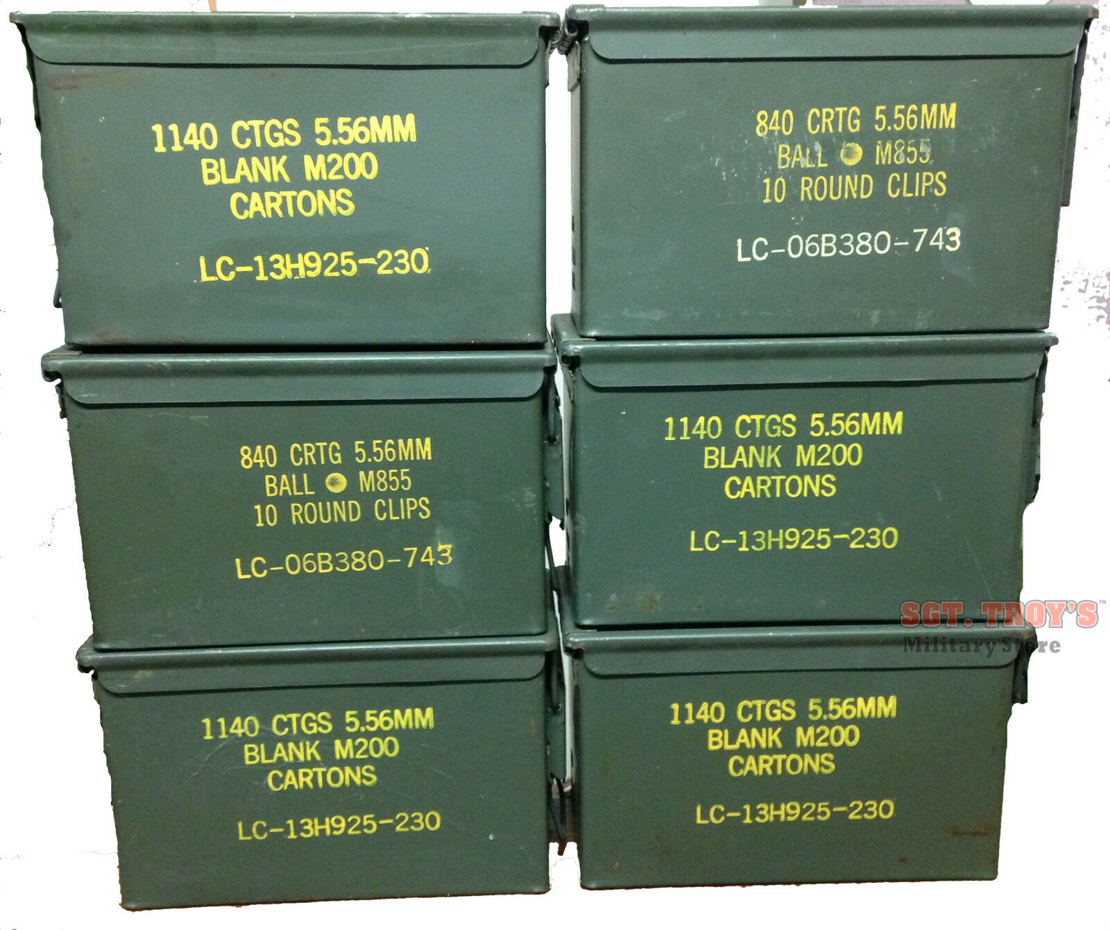 6 Pack .50 Caliber 5.56mm Ammo Can M2a1 50cal Metal Ammo Can Box Vgc