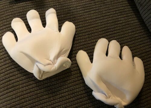 Vintage White Funny Cartoon Halloween Outfit Costume Wht Fluffy Pair Hand Gloves