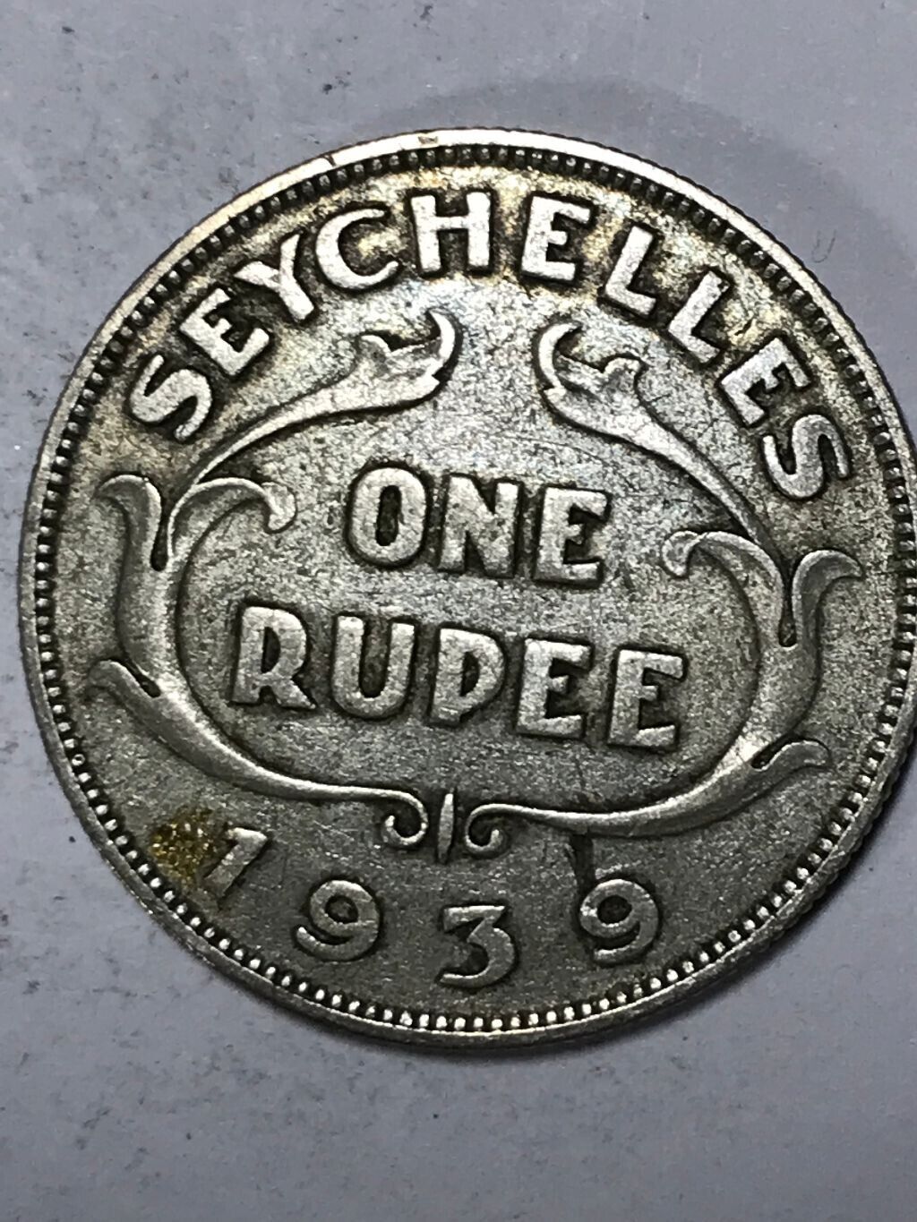 1939 1 Rupee (.500 Silver) Seychelles Coin (mintage 90k)