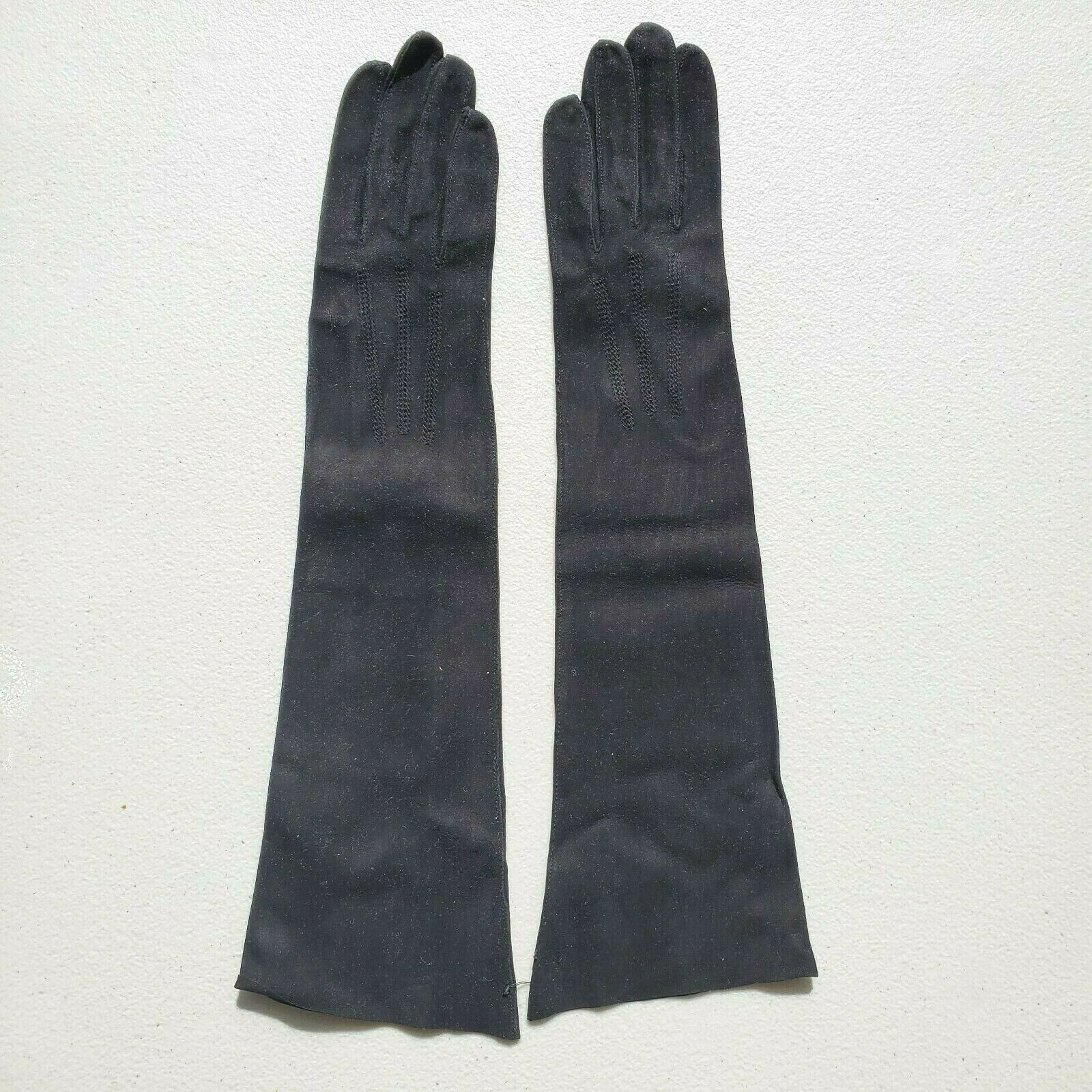 H A &e Smith Ltd Bermuda Black Leather Gloves  Size 6.5  Made In France