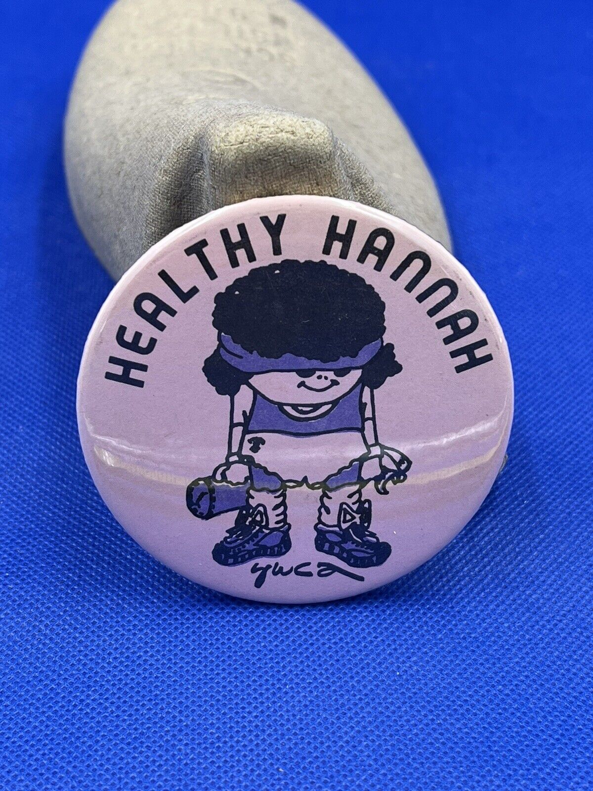 Early "healthy Hannah” Ymca Pinback Button Usa Made Vintage