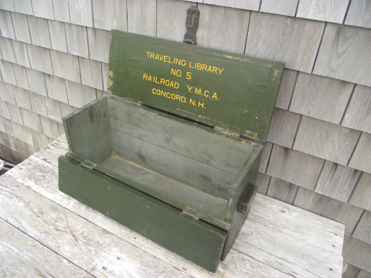 Antique Vintage Ymca Railroad Concord Nh Book Box Traveling Library Crate Chest