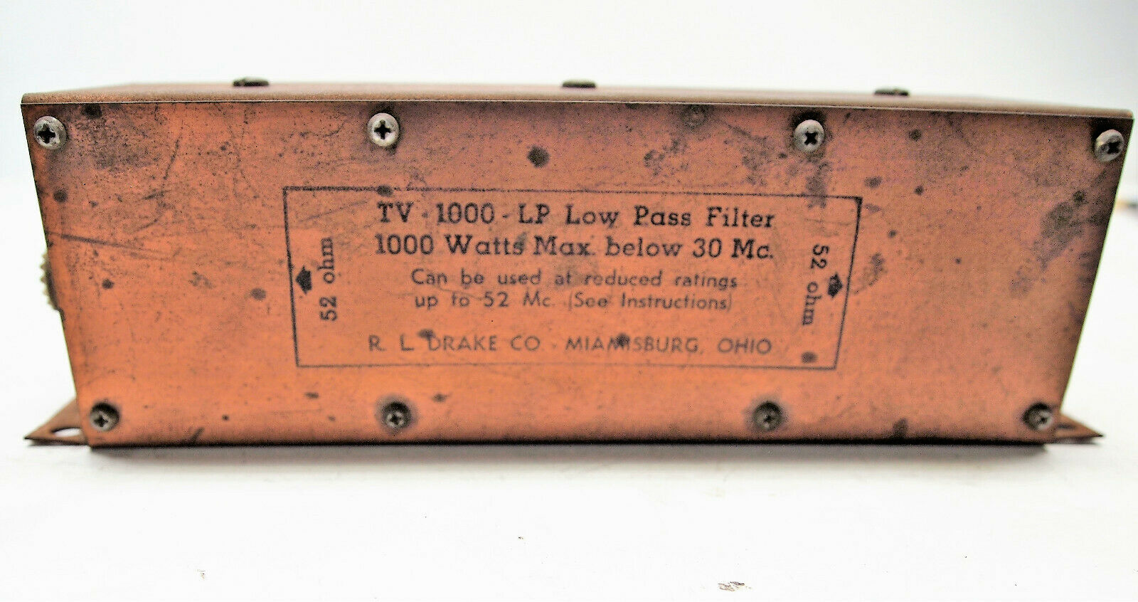 Vintage Drake Tv 1000 Lp Low Pass Filter Below 30mc 52 Ohm