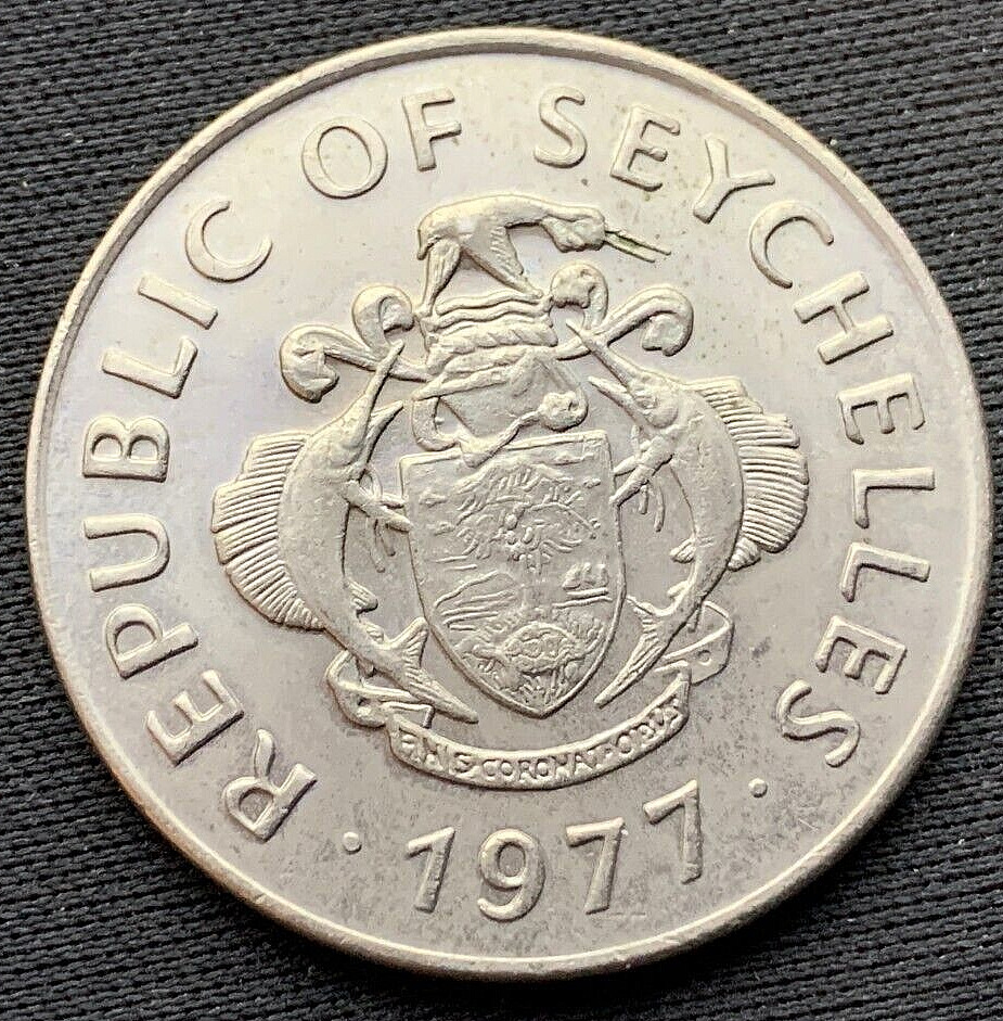 1977 Seychelles 1 Rupee Coin   Uncirculated  Rare Condition  #m95