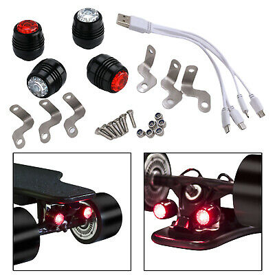 4x Led Skateboard Led Lights Taillight Scooter Longboard Front And Rear Lamp