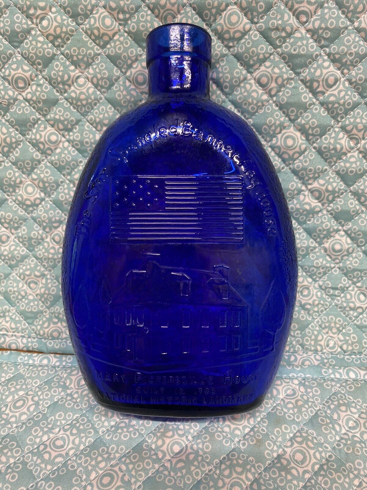 Baltimore Md Star Spangled Banner Flag House Mary Pickersgill Cobalt Blue Bottle