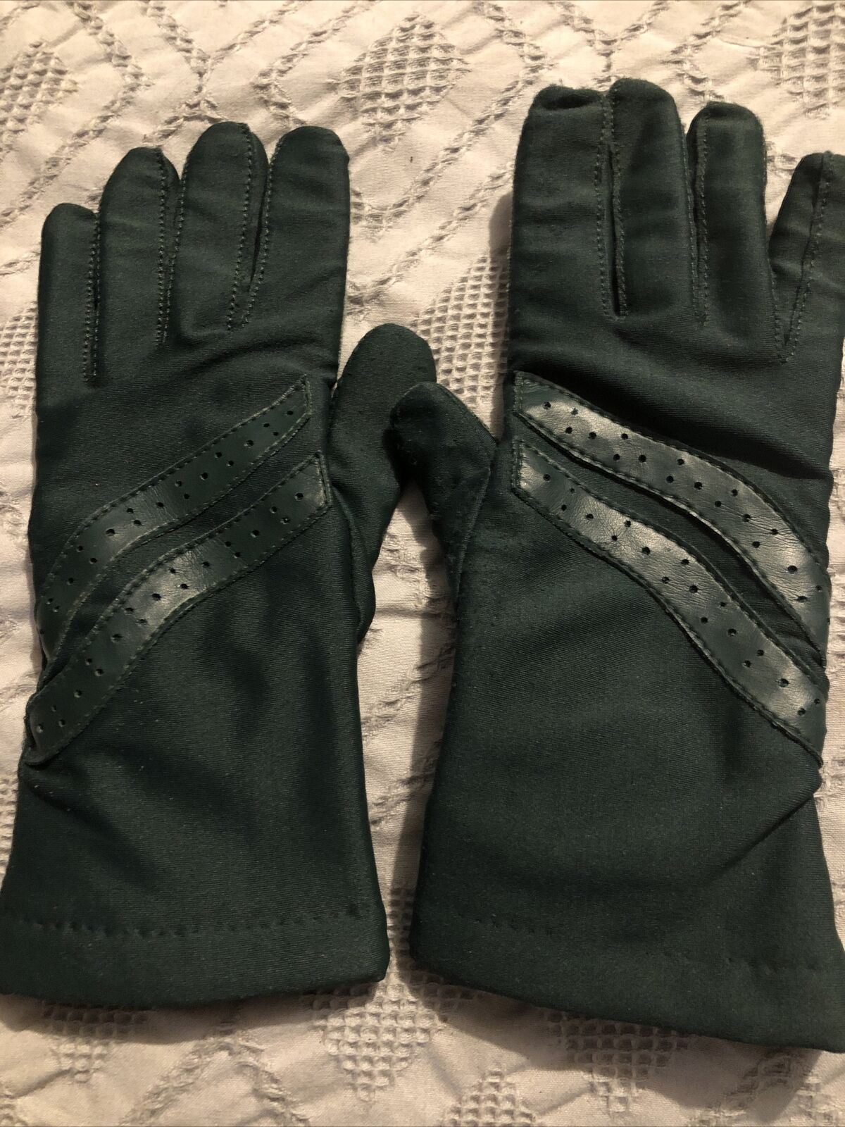 Vintage Green Drivers Gloves, Women’s Small