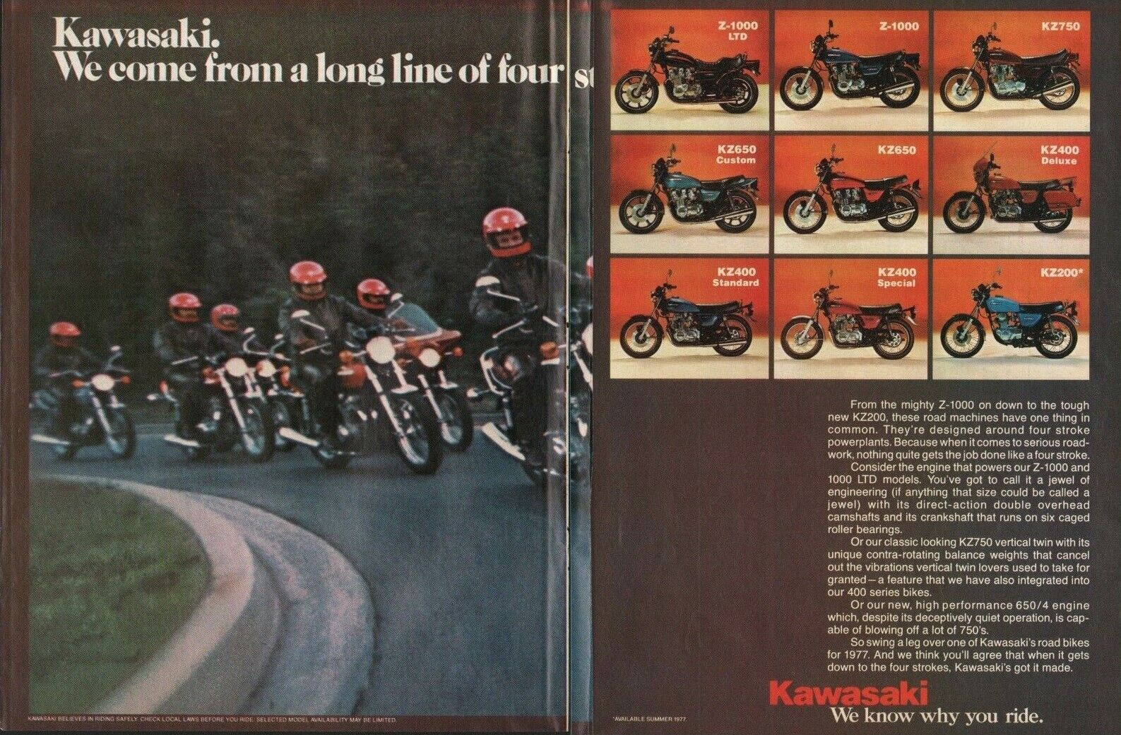 1977 Kawasaki - Vintage 4-page Motorcycle Ad