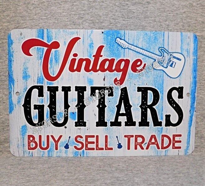 Metal Sign Vintage Guitars Store Shop Guitarist Electric Guitar Player Retail