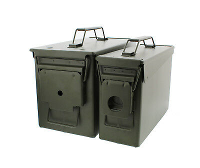 30 And 50 Cal Metal Gun Ammo Can 2-pack – Military Steel Box Set Ammo Storage