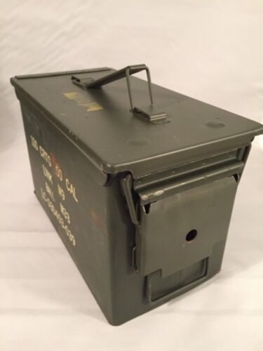 Military 50 Cal Ammo Can M2a1 Green Ammunition Tin Box