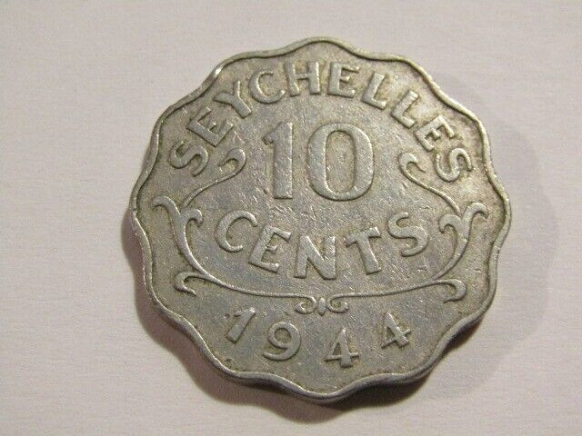 1944 Seychelles 10 Cents Coin