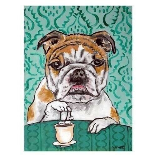 Bulldog Art Steeping Tea Set Of Notecards Note Card New Jschmetz Gift