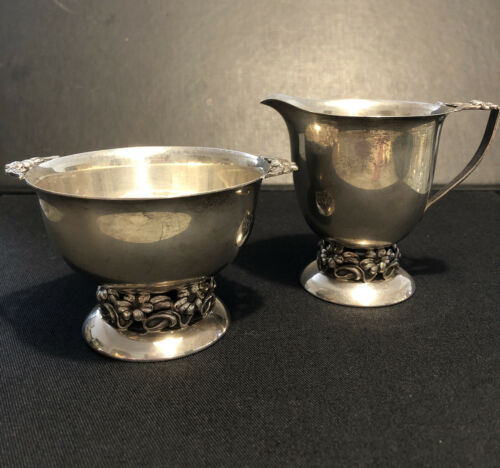 Lily By Mueck-cary Sterling Silver Sugar And Creamer Set 2pc #1116 .