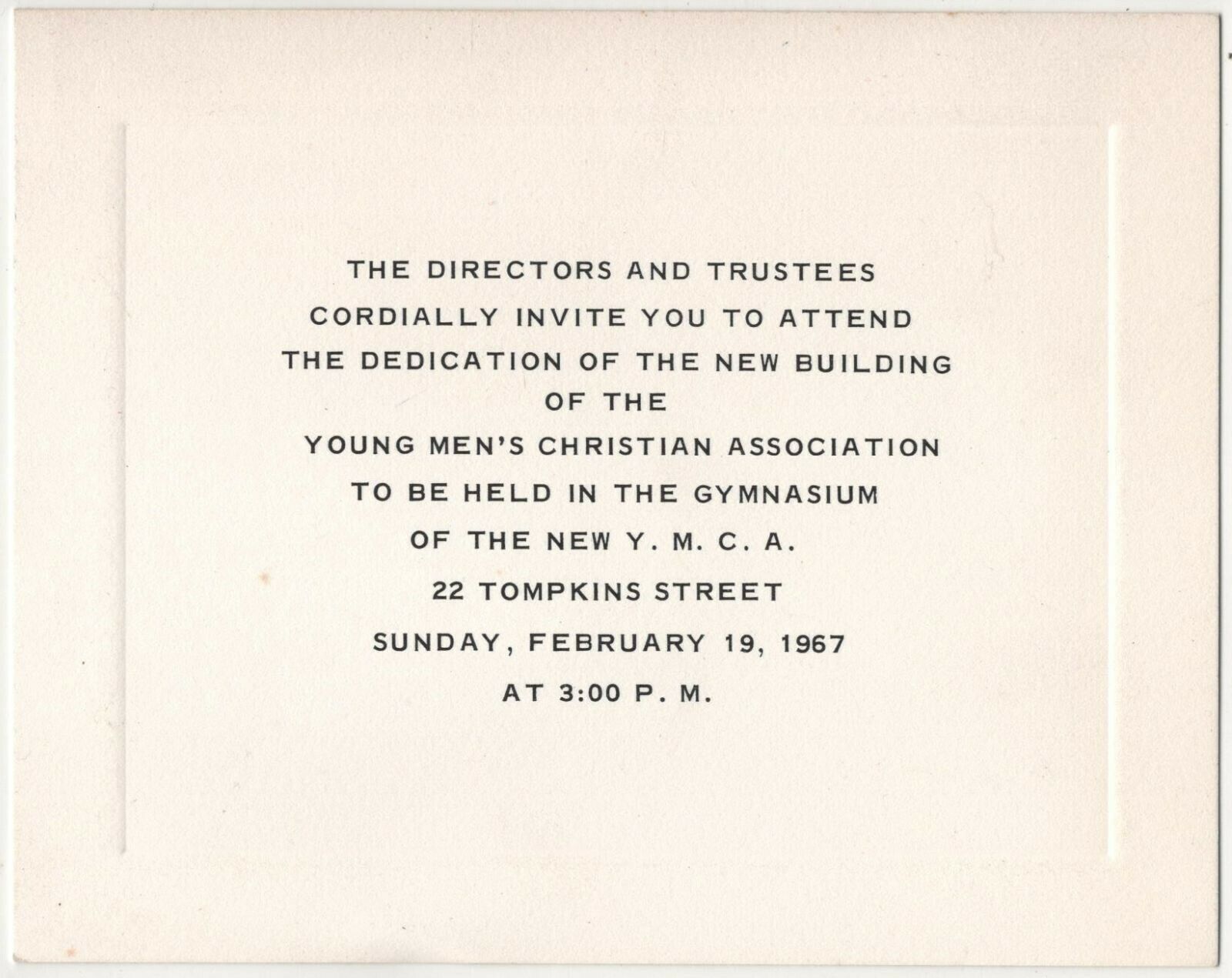 Cortland Ny Ymca 1967 Building Dedication Invitation Vintage