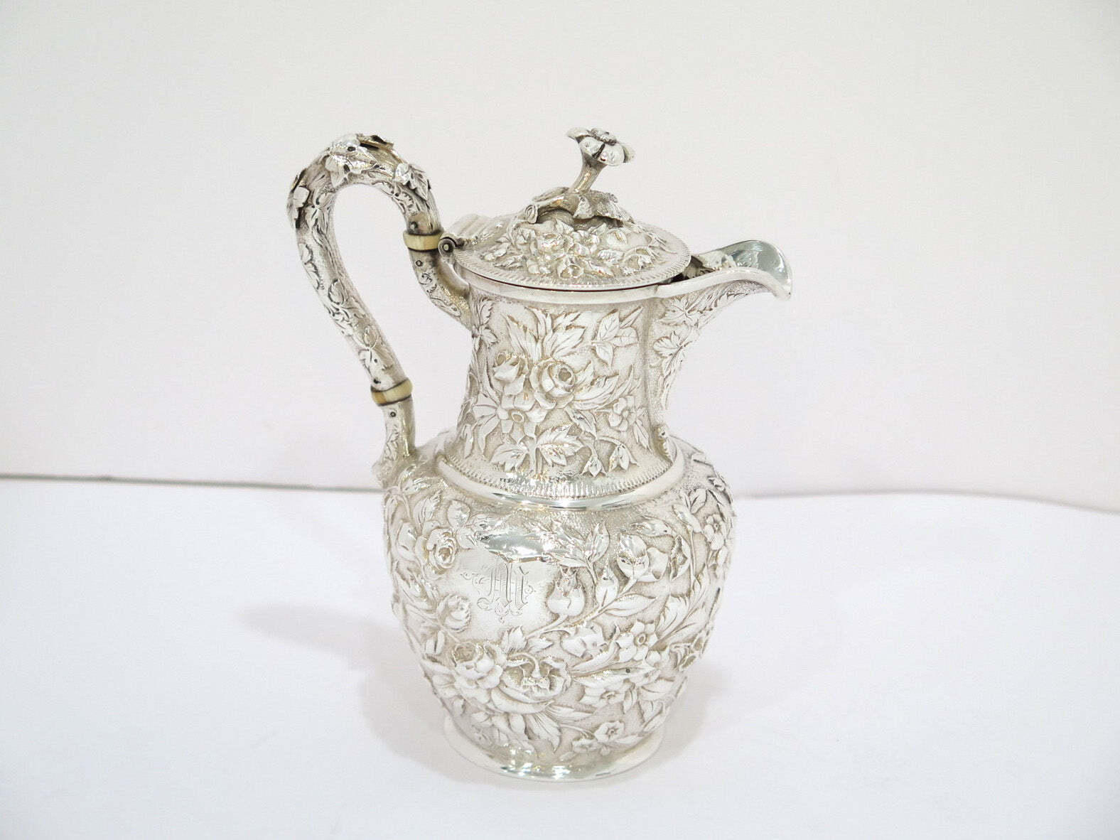 6 5/8 In - Sterling Silver S. Kirk & Son Antique Floral Repousse Creamer