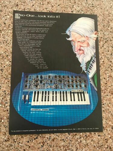1982 Vintage 8x11 Print Ad For Sequential Circuits Synthesizer Pro-one Cool Art!