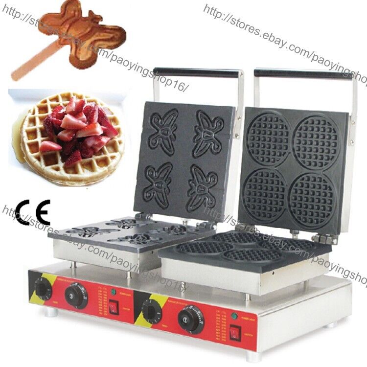 Commercial Nonstick Electric Butterfly Waffle Baker Mini Round Waffle Maker Iron