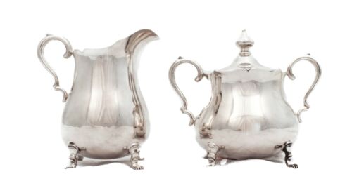 925 Sterling Silver Handmade Sleek Simple Elegant Sugar Bowl & Creamer Set