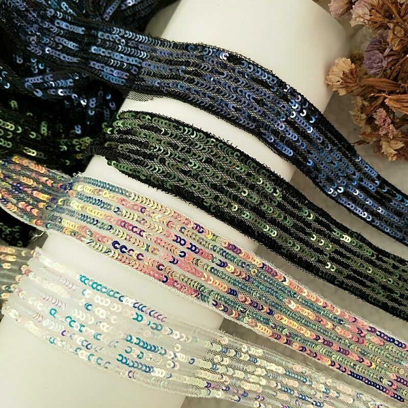 1 Yards 30mm Sequin Embroidery Lace Trims Ribbons Craft Sewing Material Diy