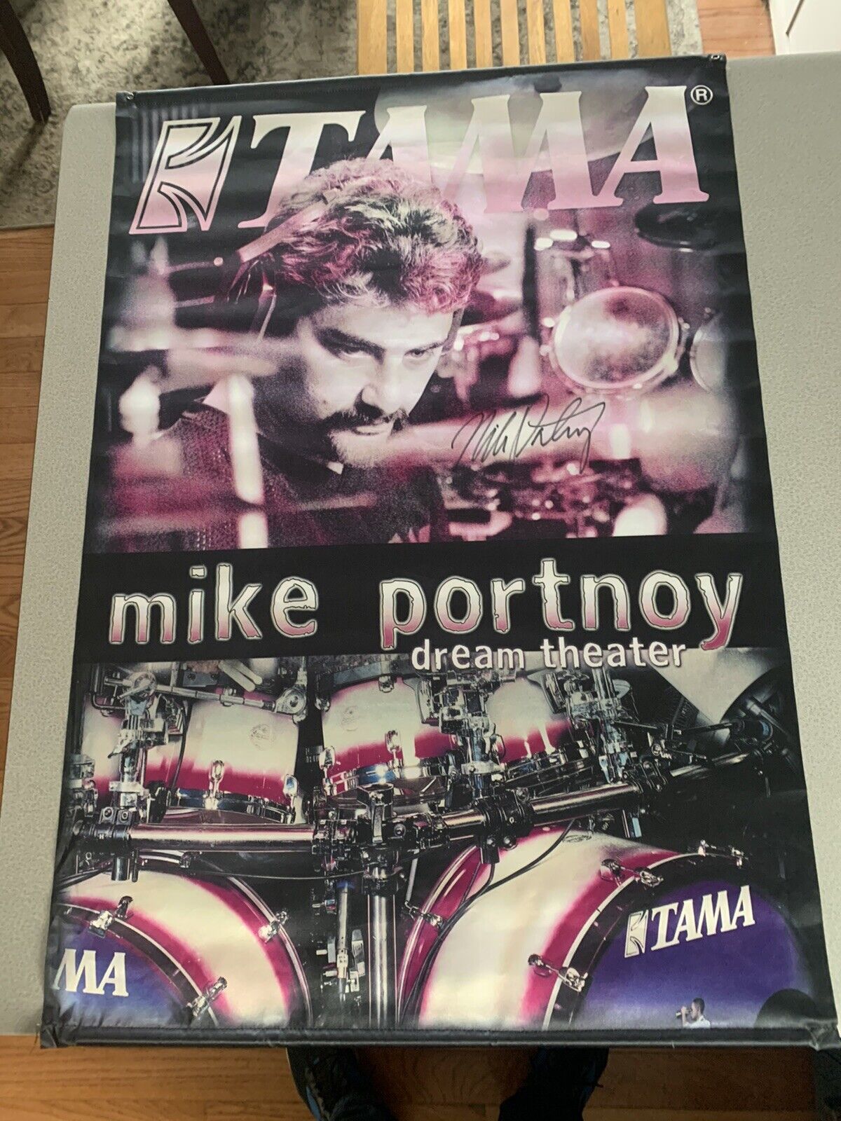 Mike Portnoy Tama Dream Theater Cloth Promo Banner 24x36 Signed!