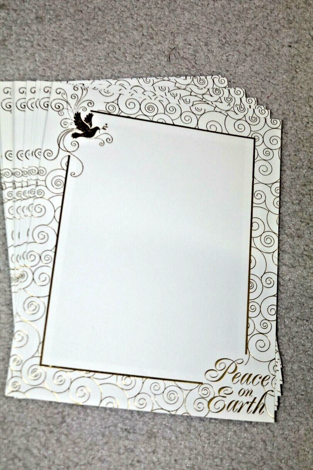 25 Shts High Quality Stationary Beautiful Gold Embossed Border Peace On Earth