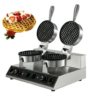 Electric Round Waffle Baker Maker Machine 50~300℃ Teflon Coating Led Light